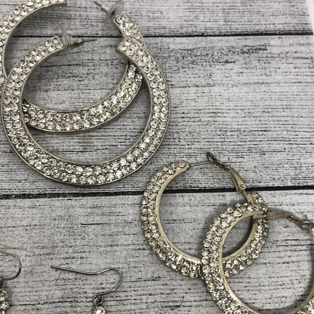 Bundle lot 7 dazzling rhinestone glam earrings statement variety